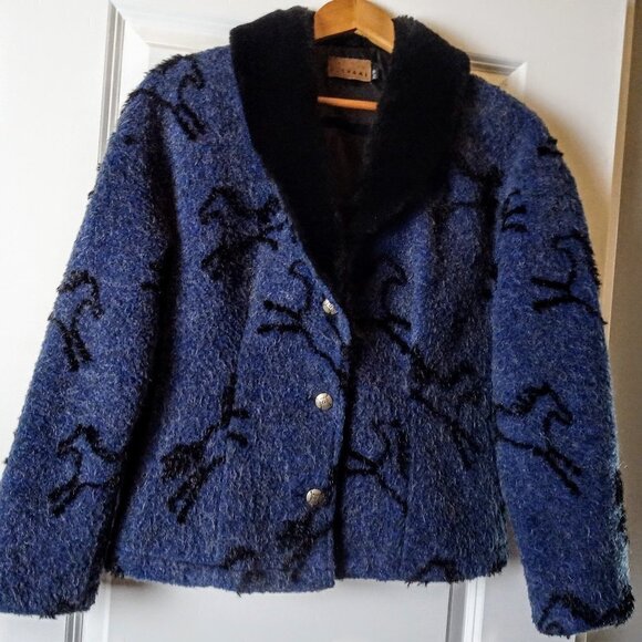 Tsunami Alpaca Mohair Button-Front Fur Trim Jacket - Picture 1 of 7